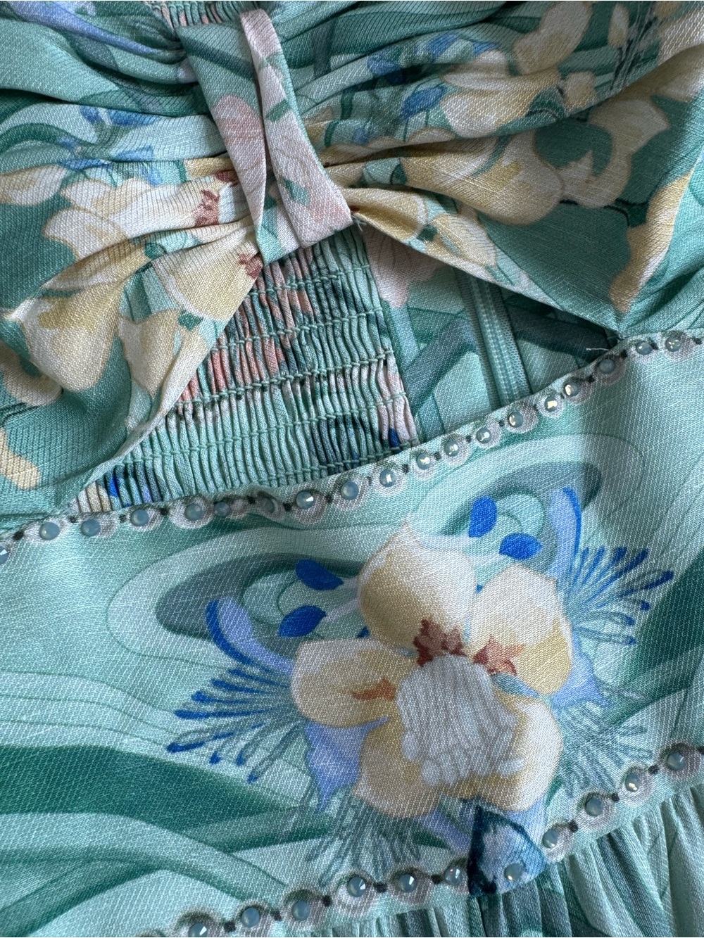 Camilla Floral Twist Cutout Maxi Dress in Mint Green Size Small - Picture 5 of 13